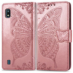 Samsung Galaxy A10用手帳型 レザーケース スタンド バタフライ 蝶 カバー サムスン ピンク
