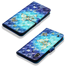 Samsung Galaxy A10用手帳型 レザーケース スタンド パターン カバー Y03B サムスン ブルー