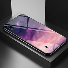 Samsung Galaxy A10用ハイブリットバンパーケース プラスチック パターン 鏡面 カバー サムスン パープル