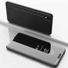 Samsung Galaxy A10用手帳型 レザーケース スタンド 鏡面 カバー サムスン ブラック