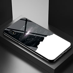 Samsung Galaxy A10e用ハイブリットバンパーケース プラスチック パターン 鏡面 カバー LS1 サムスン ブラック