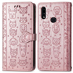 Samsung Galaxy A10s用手帳型 レザーケース スタンド パターン カバー S03D サムスン ピンク