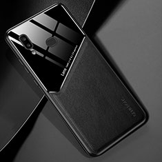 Samsung Galaxy A10s用シリコンケース ソフトタッチラバー レザー柄 アンドマグネット式 サムスン ブラック