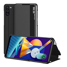 Samsung Galaxy A11用手帳型 レザーケース スタンド カバー ZL1 サムスン ブラック