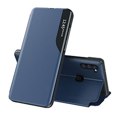 Samsung Galaxy A11用手帳型 レザーケース スタンド カバー QH1 サムスン ネイビー