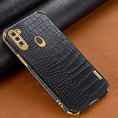 Samsung Galaxy A11用ケース 高級感 手触り良いレザー柄 サムスン ブラック