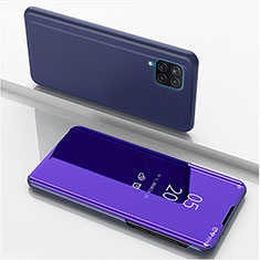 Samsung Galaxy A12 5G用手帳型 レザーケース スタンド 鏡面 カバー ZL1 サムスン パープル