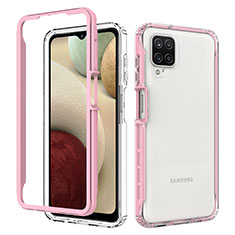Samsung Galaxy A12 5G用360度 フルカバー ハイブリットバンパーケース クリア透明 プラスチック カバー JX1 サムスン ピンク