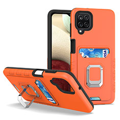 Samsung Galaxy A12 5G用ハイブリットバンパーケース プラスチック アンド指輪 マグネット式 J01S サムスン オレンジ