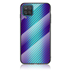 Samsung Galaxy A12 5G用ハイブリットバンパーケース プラスチック 鏡面 虹 グラデーション 勾配色 カバー LS2 サムスン ネイビー