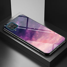 Samsung Galaxy A12 5G用ハイブリットバンパーケース プラスチック パターン 鏡面 カバー LS1 サムスン パープル