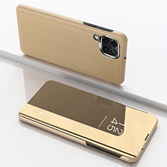 Samsung Galaxy A12用手帳型 レザーケース スタンド 鏡面 カバー サムスン ゴールド