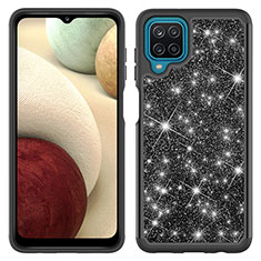 Samsung Galaxy A12用ハイブリットバンパーケース ブリンブリン カバー 前面と背面 360度 フル JX1 サムスン ブラック