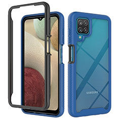 Samsung Galaxy A12用360度 フルカバー ハイブリットバンパーケース クリア透明 プラスチック カバー JX2 サムスン ネイビー