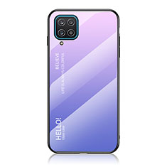 Samsung Galaxy A12用ハイブリットバンパーケース プラスチック 鏡面 虹 グラデーション 勾配色 カバー LS1 サムスン ラベンダー