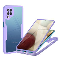 Samsung Galaxy A12用360度 フルカバー ハイブリットバンパーケース クリア透明 プラスチック カバー MJ1 サムスン パープル