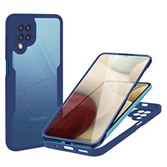 Samsung Galaxy A12用360度 フルカバー ハイブリットバンパーケース クリア透明 プラスチック カバー MJ1 サムスン ネイビー