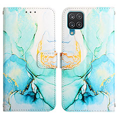 Samsung Galaxy A12 Nacho用手帳型 レザーケース スタンド パターン カバー Y04B サムスン グリーン
