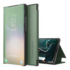 Samsung Galaxy A12 Nacho用手帳型 レザーケース スタンド カバー ZL1 サムスン グリーン