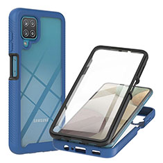 Samsung Galaxy A12 Nacho用360度 フルカバー ハイブリットバンパーケース クリア透明 プラスチック カバー YB2 サムスン ネイビー
