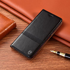 Samsung Galaxy A12 Nacho用手帳型 レザーケース スタンド カバー H06P サムスン ブラック