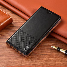 Samsung Galaxy A12 Nacho用手帳型 レザーケース スタンド カバー H11P サムスン ブラック