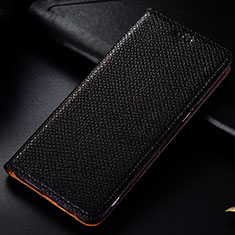 Samsung Galaxy A12 Nacho用手帳型 レザーケース スタンド カバー H18P サムスン ブラック