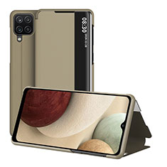 Samsung Galaxy A12 Nacho用手帳型 レザーケース スタンド カバー ZL2 サムスン ゴールド