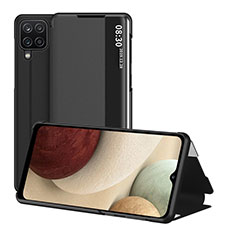 Samsung Galaxy A12 Nacho用手帳型 レザーケース スタンド カバー ZL2 サムスン ブラック