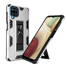 Samsung Galaxy A12 Nacho用ハイブリットバンパーケース スタンド プラスチック 兼シリコーン カバー マグネット式 MQ1 サムスン ホワイト