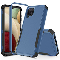 Samsung Galaxy A12 Nacho用ハイブリットバンパーケース プラスチック 兼シリコーン カバー 前面と背面 360度 フル MQ1 サムスン ネイビー・ブラック