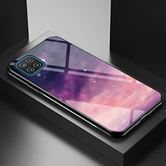 Samsung Galaxy A12 Nacho用ハイブリットバンパーケース プラスチック パターン 鏡面 カバー LS1 サムスン パープル
