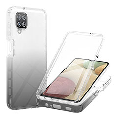 Samsung Galaxy A12 Nacho用前面と背面 360度 フルカバー 極薄ソフトケース シリコンケース 耐衝撃 全面保護 バンパー 勾配色 透明 YB1 サムスン ブラック