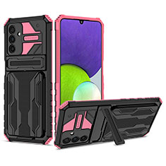 Samsung Galaxy A13 5G用ハイブリットバンパーケース スタンド プラスチック 兼シリコーン カバー YF1 サムスン ピンク