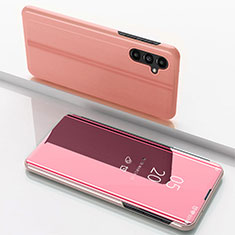 Samsung Galaxy A14 5G用手帳型 レザーケース スタンド 鏡面 カバー サムスン ローズゴールド