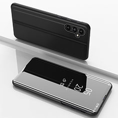 Samsung Galaxy A14 5G用手帳型 レザーケース スタンド 鏡面 カバー サムスン ブラック