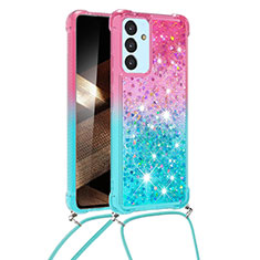 Samsung Galaxy A15 5G用シリコンケース ソフトタッチラバー ブリンブリン カバー 携帯ストラップ S01 サムスン ピンク