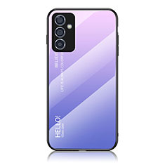 Samsung Galaxy A15 5G用ハイブリットバンパーケース プラスチック 鏡面 虹 グラデーション 勾配色 カバー LS1 サムスン ラベンダー