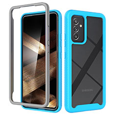 Samsung Galaxy A15 5G用360度 フルカバー ハイブリットバンパーケース クリア透明 プラスチック カバー ZJ4 サムスン ブルー