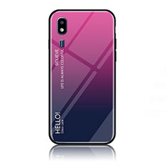Samsung Galaxy A2 Core A260F A260G用ハイブリットバンパーケース プラスチック 鏡面 虹 グラデーション 勾配色 カバー LS1 サムスン ローズレッド