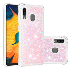 Samsung Galaxy A20用シリコンケース ソフトタッチラバー ブリンブリン カバー S01 サムスン ピンク