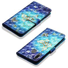 Samsung Galaxy A20用手帳型 レザーケース スタンド パターン カバー Y03B サムスン ブルー