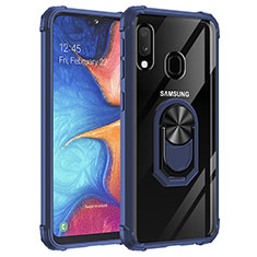 Samsung Galaxy A20e用ハイブリットバンパーケース プラスチック アンド指輪 マグネット式 MQ2 サムスン ネイビー