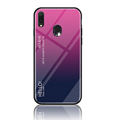 Samsung Galaxy A20e用ハイブリットバンパーケース プラスチック 鏡面 虹 グラデーション 勾配色 カバー LS1 サムスン ローズレッド