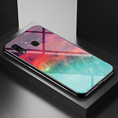 Samsung Galaxy A20e用ハイブリットバンパーケース プラスチック パターン 鏡面 カバー LS1 サムスン レッド