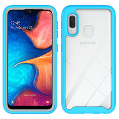 Samsung Galaxy A20e用360度 フルカバー ハイブリットバンパーケース クリア透明 プラスチック カバー ZJ1 サムスン ブルー