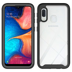 Samsung Galaxy A20e用360度 フルカバー ハイブリットバンパーケース クリア透明 プラスチック カバー ZJ1 サムスン ブラック