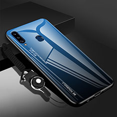 Samsung Galaxy A20s用ハイブリットバンパーケース プラスチック 鏡面 カバー サムスン ネイビー