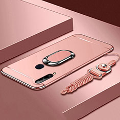 Samsung Galaxy A20s用ケース 高級感 手触り良い メタル兼プラスチック バンパー アンド指輪 A01 サムスン ローズゴールド