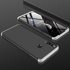 Samsung Galaxy A20s用ハードケース プラスチック 質感もマット 前面と背面 360度 フルカバー M01 サムスン シルバー・ブラック